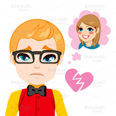 Boy Broken Heart Clipart Vector Illustration 02535