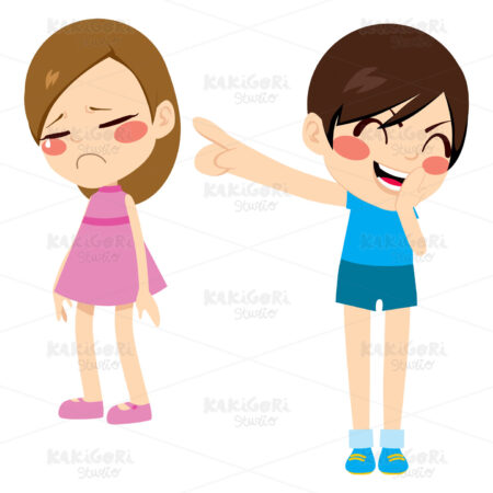 Boy Bullying Girl Clipart Vector Illustration 01699
