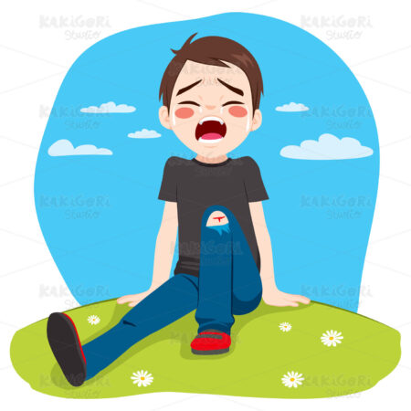 Boy Crying Hurt Clipart Vector Illustration 02887
