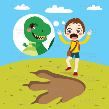 Boy Dinosaur Track Clipart Vector Illustration 03634