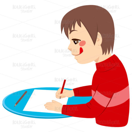Boy Drawing Happy Clipart Vector Illustration 02870