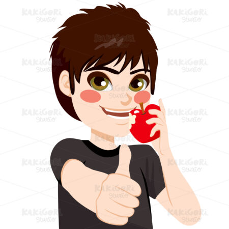 Boy Eating Apple Clipart Vector Illustration 02844