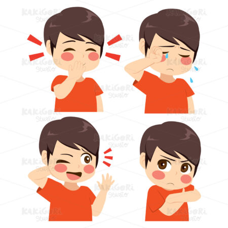 Boy Face Expression Clipart Vector Illustration 04244