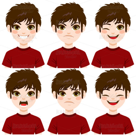 Boy Face Expressions Clipart Vector Illustration 03471