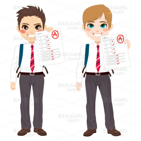 Boy Grades Tests Clipart Vector Illustration 04084