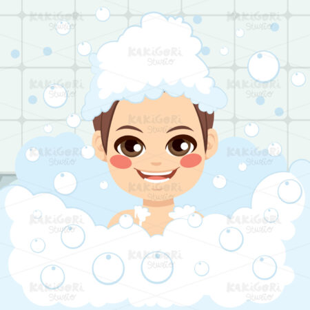 Boy Having Bath Clipart Vector Illustration 02918