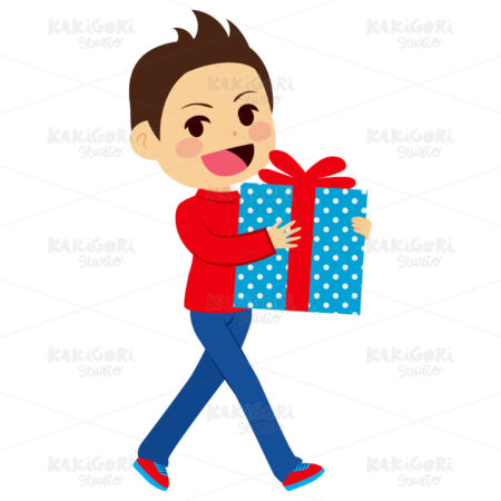 Boy Holding Present Clipart Vector Illustration 02967