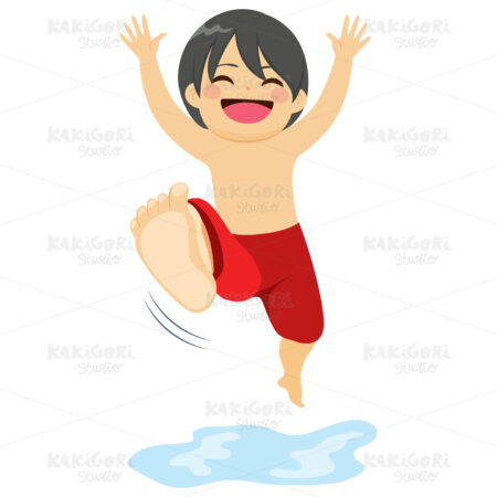 Boy Jumping Water Clipart Vector Illustration 03534