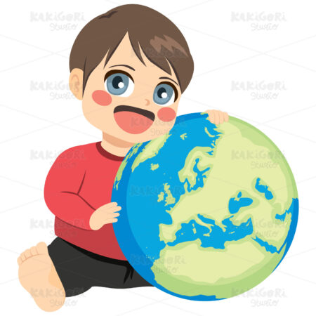 Boy Love Earth Clipart Vector Illustration 03887
