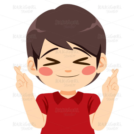 Boy Making Wish Clipart Vector Illustration 04293