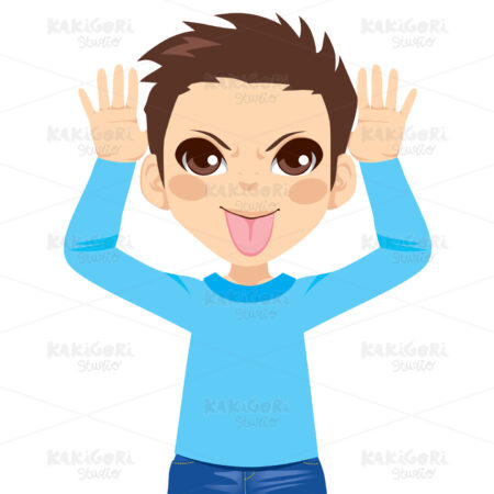 Boy Mocking Expression Clipart Vector Illustration 01371