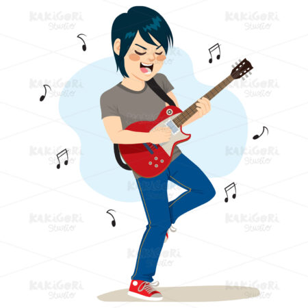 Boy Playing Rock Music Clipart Vector Illustration 03619
