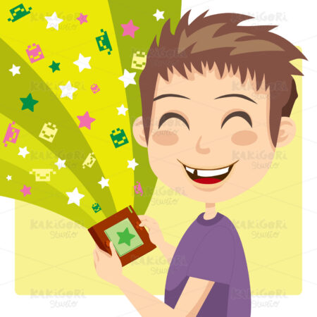 Boy Playing Video Games Clipart Vector Illustration 00359