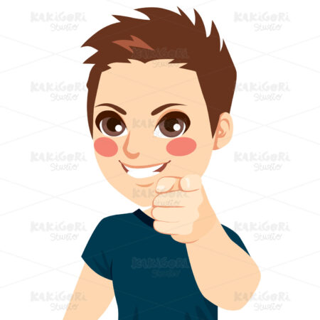 Boy Pointing Finger Clipart Vector Illustration 03584