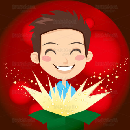 Boy Present Surprise Clipart Vector Illustration 00743