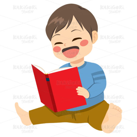 Boy Reading Book Clipart Vector Illustration 03708