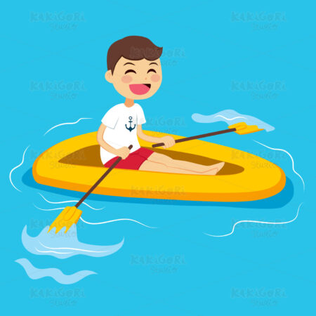 Boy Rowing Boat Clipart Vector Illustration 02254