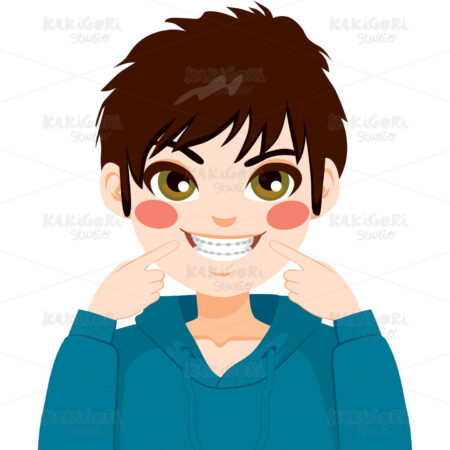 Boy Showing Braces Clipart Vector Illustration 02953