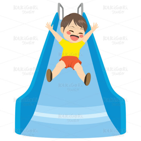 Boy Slide Playground Clipart Vector Illustration 04215