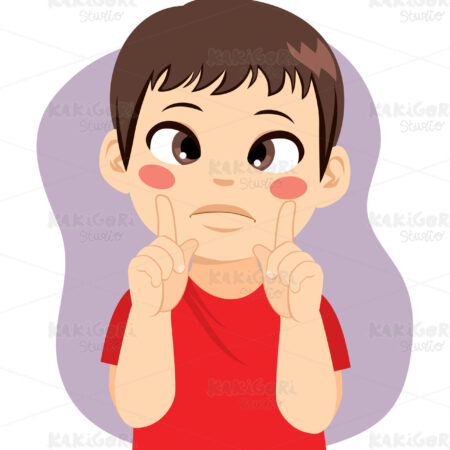 Boy Squinting Eye Health Problem Clipart Vector Illustration 05000