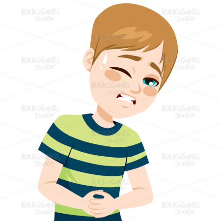 Boy suffering Stomachache Clipart Vector Illustration 02802