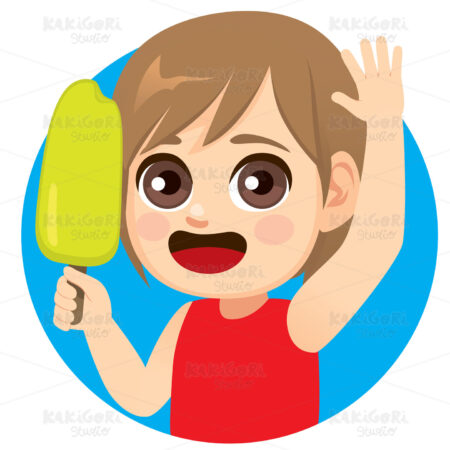 Boy Sweet Ice Cream Popsicle Clipart Vector Illustration 04911