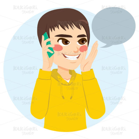 Boy Talking Phone Clipart Vector Illustration 03808