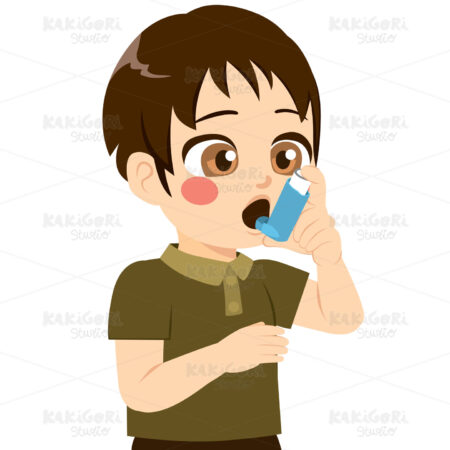 Boy Using Inhaler Clipart Vector Illustration 04171