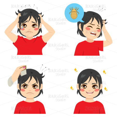 Boy With Lice Clipart Vector Illustration 03215
