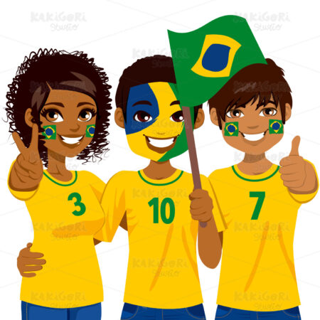 Brazilian Soccer Fans Clipart Vector Illustration 01607