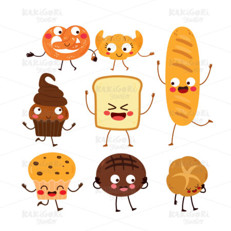 Bread Bakery Characters Collection Set Clipart Vector Illustration 05035
