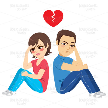 Break Up Couple Sitting Clipart Vector Illustration 04088