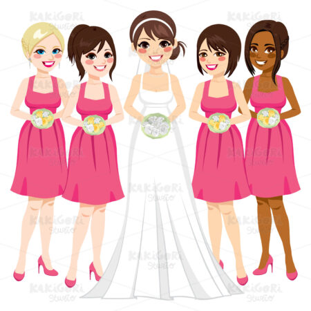 Bride And Bridesmaid Clipart Vector Illustration 02724