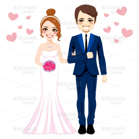 Bride And Groom Standing Clipart Vector Illustration 02811