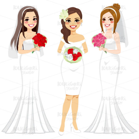 Bride Dress Collection Style Clipart Vector Illustration 02723