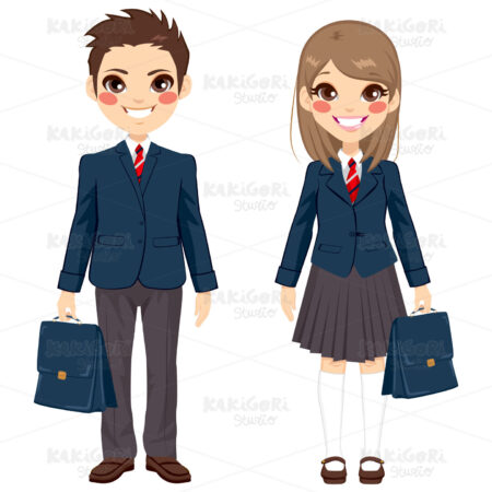 Brother And Sister Students Clipart Vector Illustration 02042