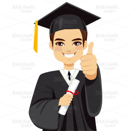 Brown Haired Graduation Boy Clipart Vector Illustration 01994
