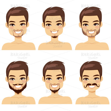Brown Haired Man Beard Styles Clipart Vector Illustration 01595