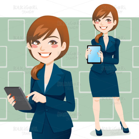 Brunette Business Woman Clipart Vector Illustration 00812