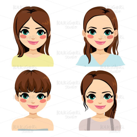 Brunette Hairstyle Clipart Vector Illustration 03551