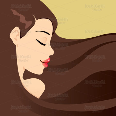 Brunette Long Hair Clipart Vector Illustration 00958