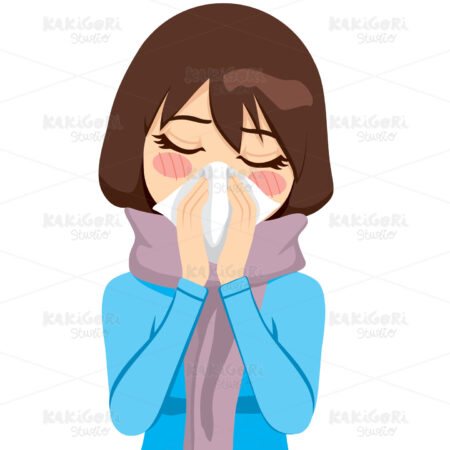 Brunette Runny Nose Clipart Vector Illustration 01241