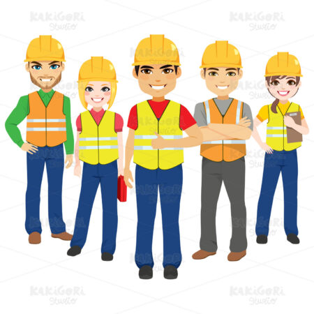Builder Team Contractor Workers Clipart Vector Illustration 04583