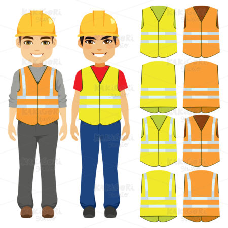 Builder Vests Uniform Clipart Vector Illustration 04582