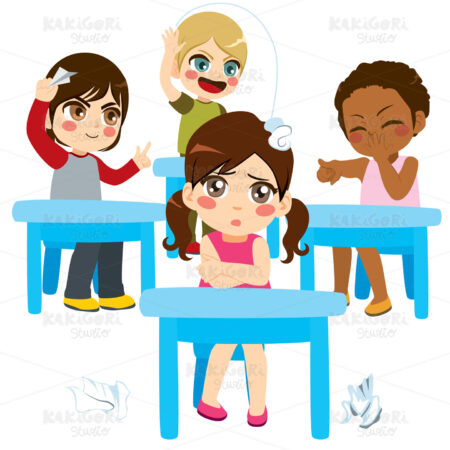 Bullying Classroom Children Clipart Vector Illustration 04261