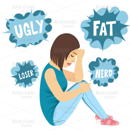 Bullying Teenager Girl Clipart Vector Illustration 04073