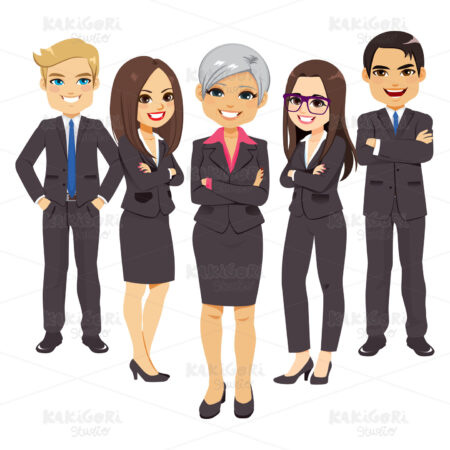 Business Black Suit Team Clipart Vector Illustration 04615