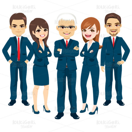 Business Blue Suit Team Clipart Vector Illustration 04614
