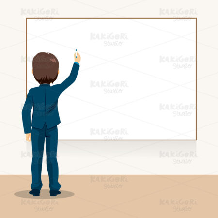 Business Man Writing On Whiteboard Clipart Vector Illustration 04635