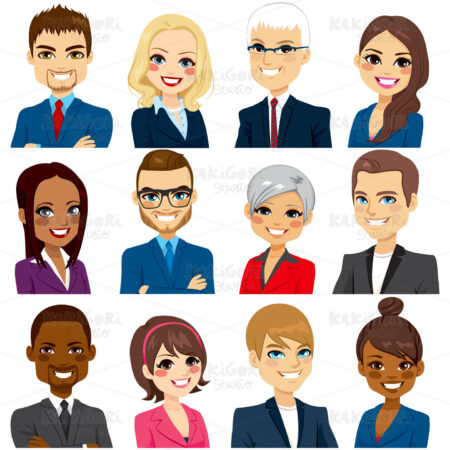 Business People Avatar Set Collection Clipart Vector Illustration 02845